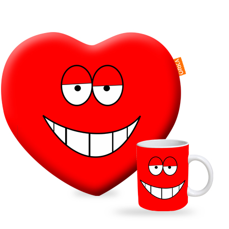 ORKA Valentine Theme Heart Cushion & Coffee Mug Combo 63  