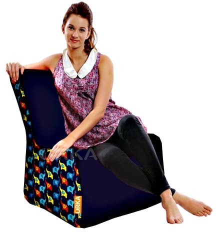 ORKA Digital Printed Blue Bean Chair Elephant Theme  