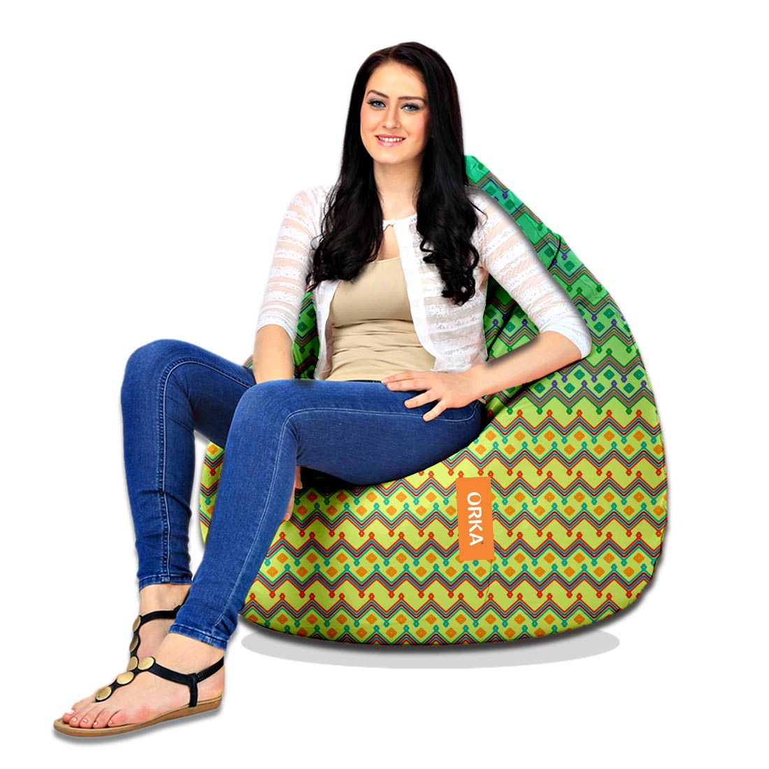 ORKA<sup>®</SUP> Orka Digital Printed Green Black Bean Bag Pattern Design Theme 