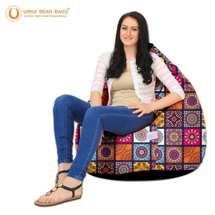 ORKA Digital Printed Design 11 Multicolor Bean Bag  