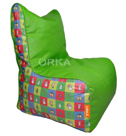 ORKA Digital Printed Green Bean Chair Christmas Theme  