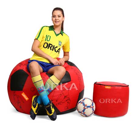 ORKA Digital Printed Sports Bean Bag Red Football Player Theme  
