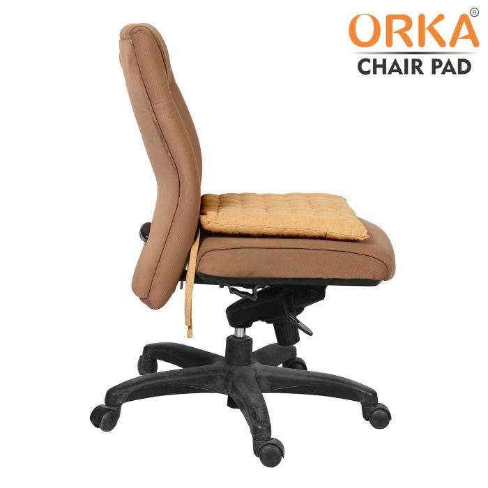 ORKA Cotton Fabric Chair Pad Seat Cushion Back Support Cushion With Tie, Beige (16 X 16 Inch)  