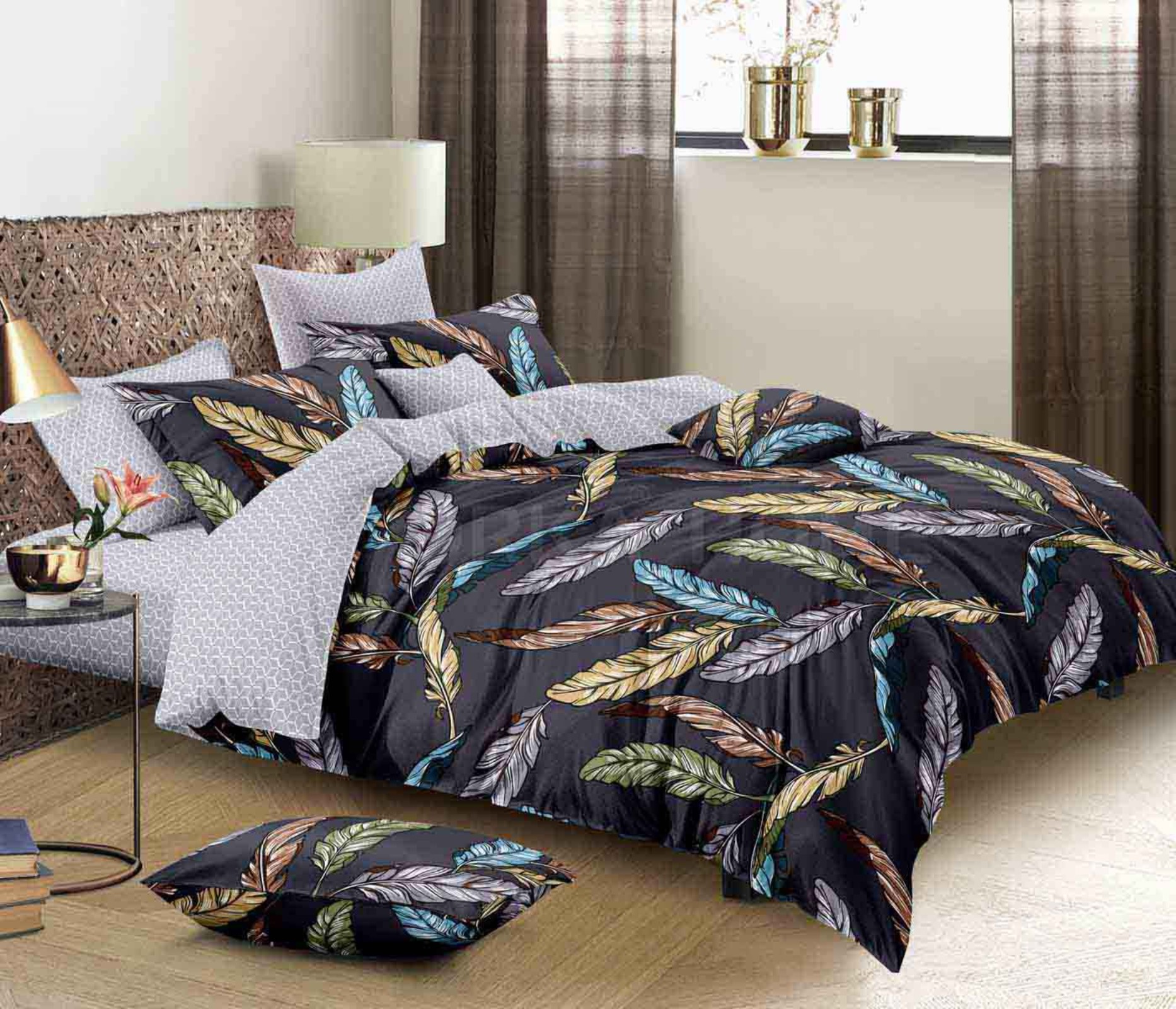 ORKA HOME Valencia King Bed Sheet Poly Cotton Printed Floral  