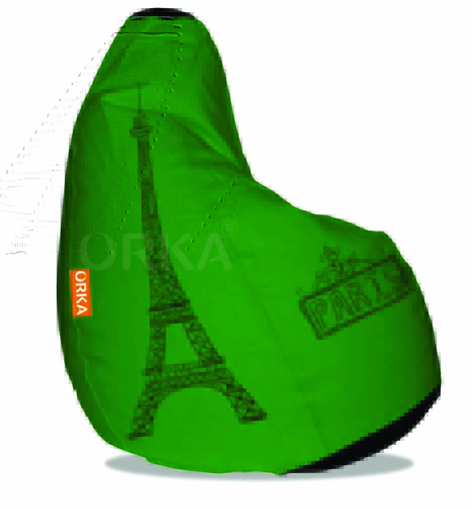 Orka Digital Printed Green Bean Bag Paris Theme  