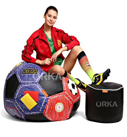 ORKA Digital Printed Sports Bean Bag Football Love Theme  