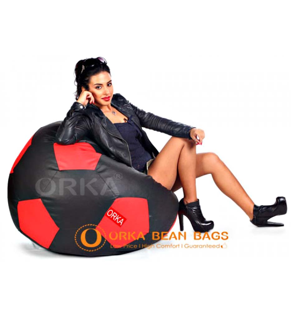 ORKA Classic Black Red Football Sports Bean Bag  