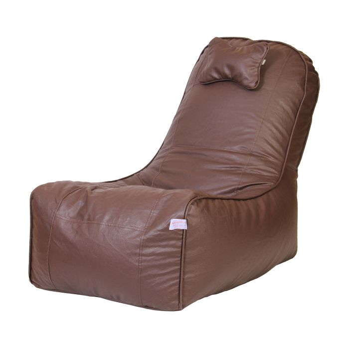 ORKA Classic Artificial Leather Standard Rocker Bean Bag With Footstool Brown  