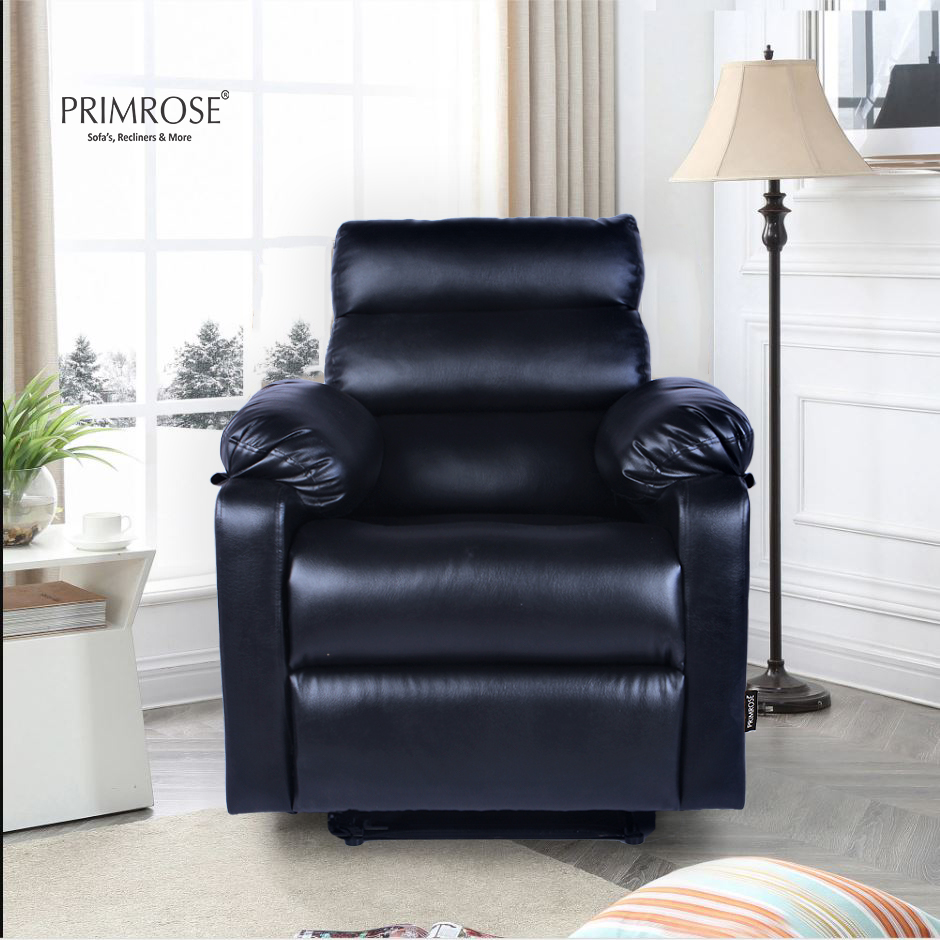 Primrose Recliner Maria Single Seater 1R Manual Recliner, Premium Art Leather Fabric, Contemporary Look & Design, Colour – Black I Just Lay Back And Relax 