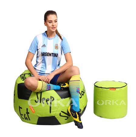 ORKA Digital Printed Sports Bean Bag Green Soccer Theme   XXL  Cover Only 