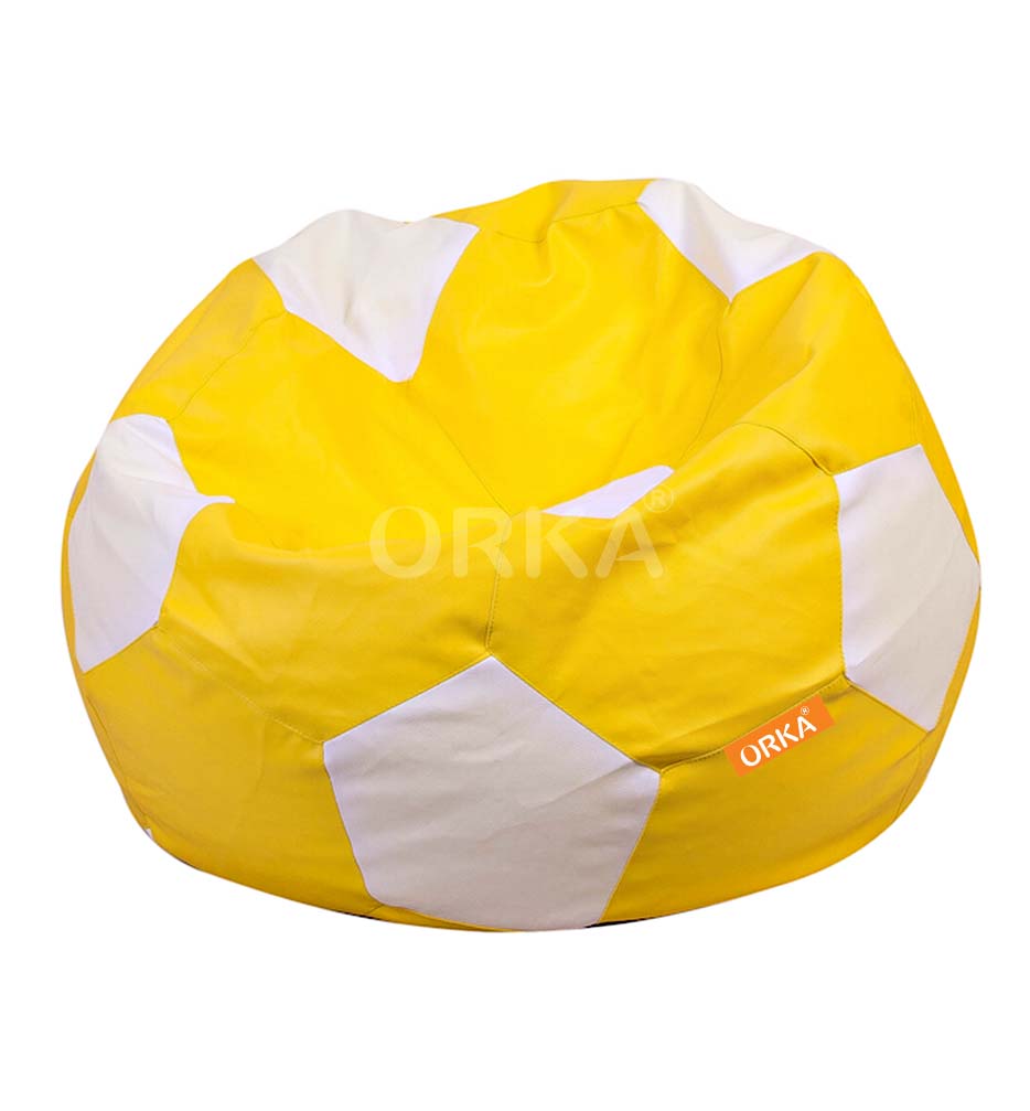 ORKA Classic Yellow White Football Sports Bean Bag   XXL  Cover Only 
