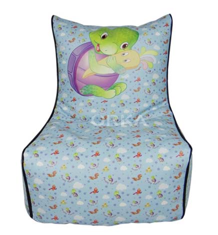 ORKA Digital Printed Purple Turtle Bean Chair Sky Blue Theme  