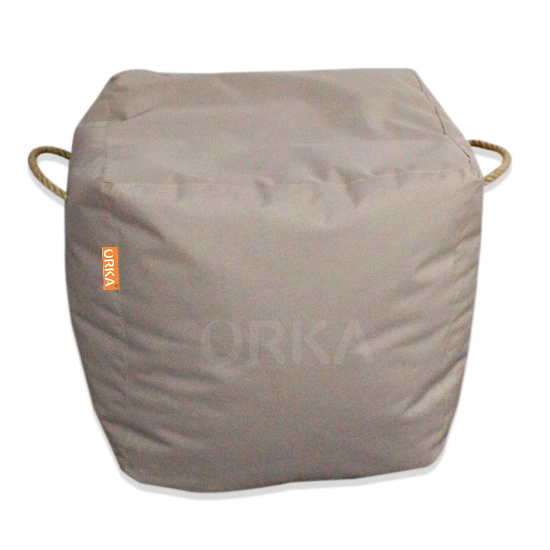 ORKA Denier Fabric 18 X 18 Inch Premium Pouf With Beans - Cream  