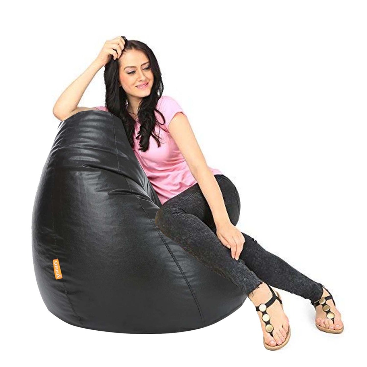 ORKA Premium Fabric Classic Black Bean Bag XXXL Filled With Beans Orka Home