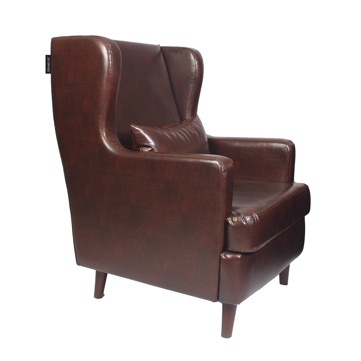 PRIMROSE Wing High Back Art Leather Fabric Chair - Coffee Brown  