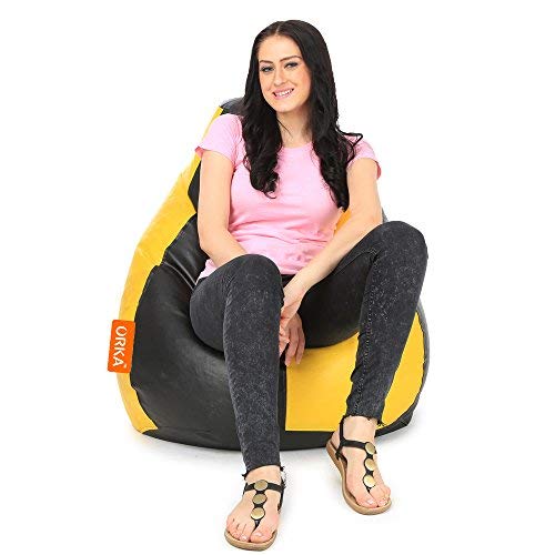 ORKA Classic Yellow And Black Bean Bag With Matching Puffy
