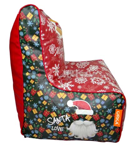ORKA Digital Printed Red Black Bean Chair Santa Love Theme  