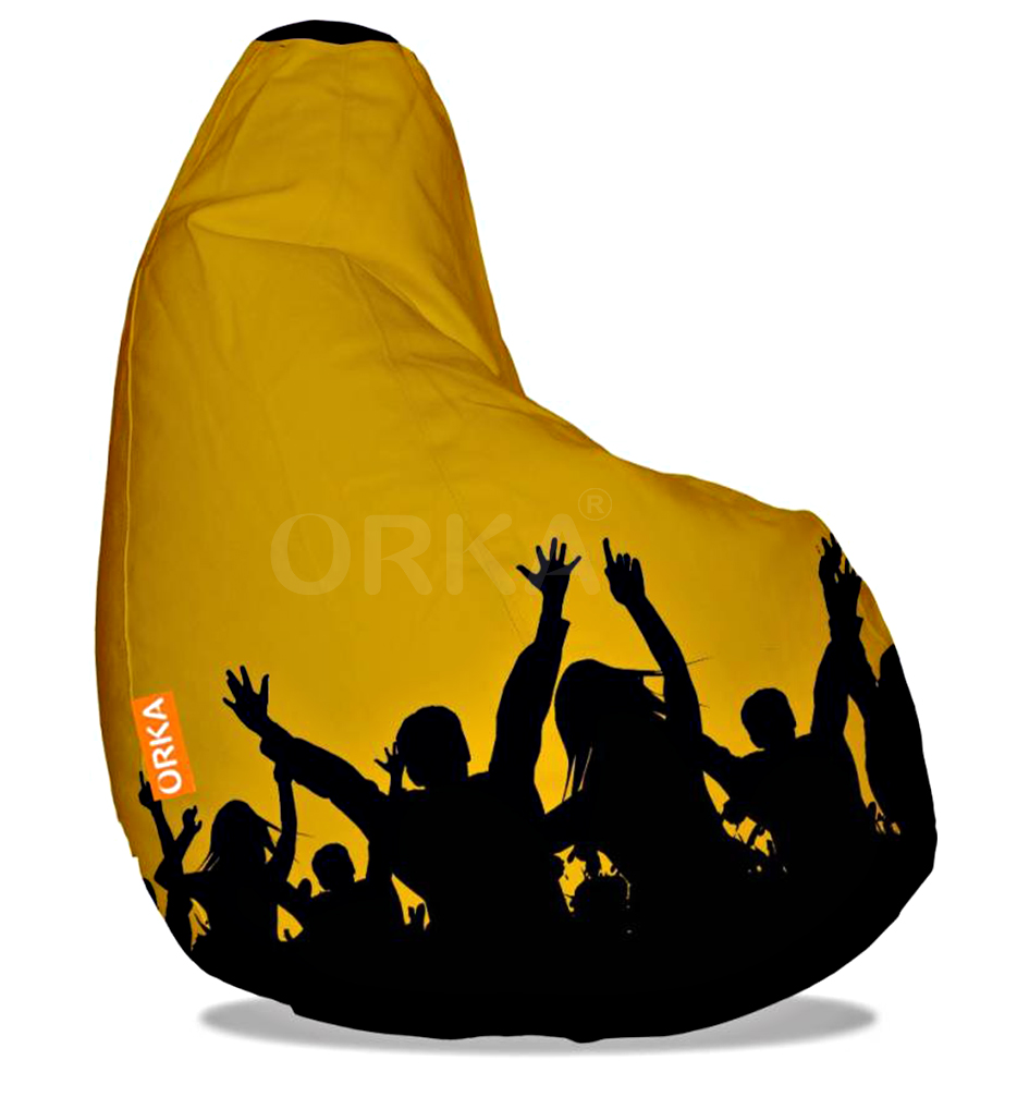 Orka Digital Printed Yellow Bean Bag Party Theme  