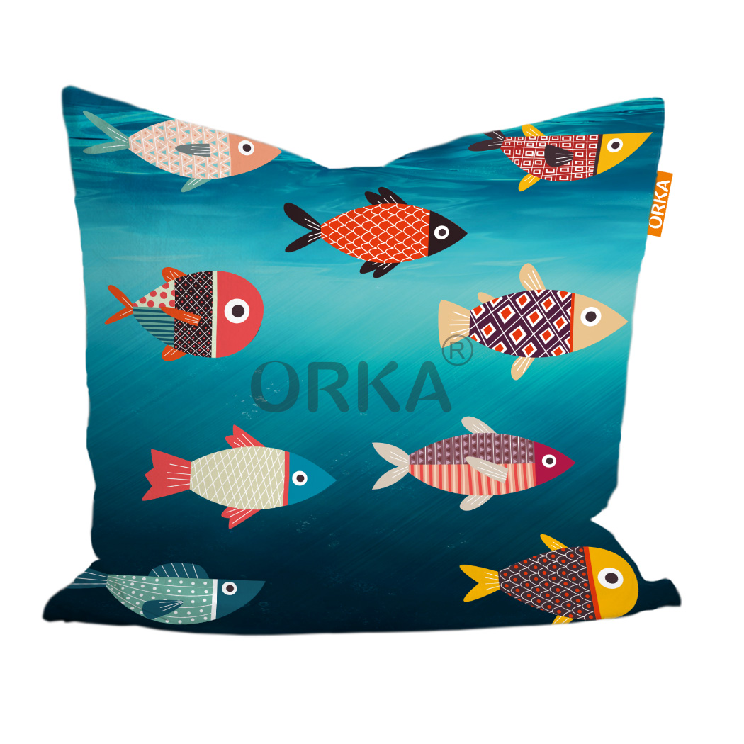 ORKA Kids Digital Printed Cushion Fish Theme  