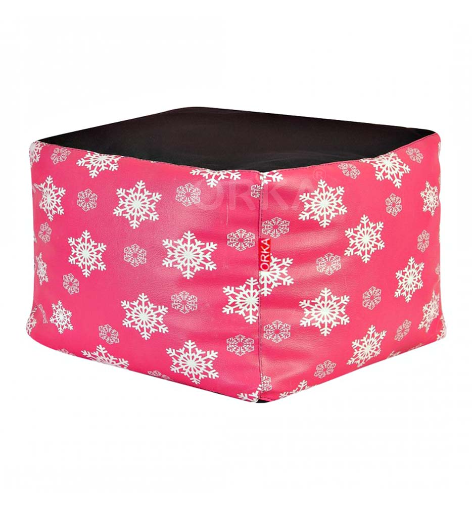 Orka Digital Printed Pink Square Puffy Christmas Snow Theme  