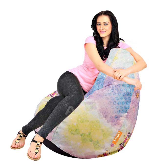 Orka Digital Printed Bean Bag RNBDJ Floral Bollywood Theme   XXL  Cover Only 