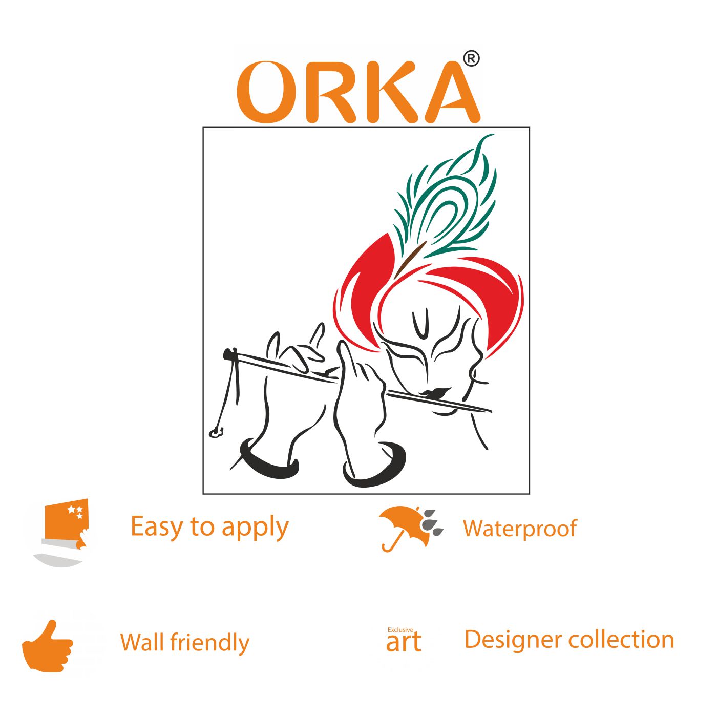 ORKA Lord Krishna Theme Wall Sticker 4  