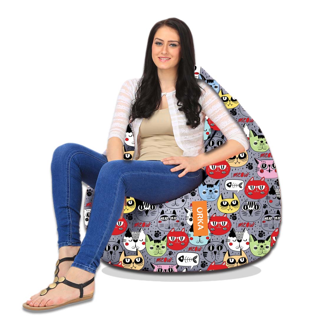 ORKA Digital Printed Bean Bag Design 27 Multicolour