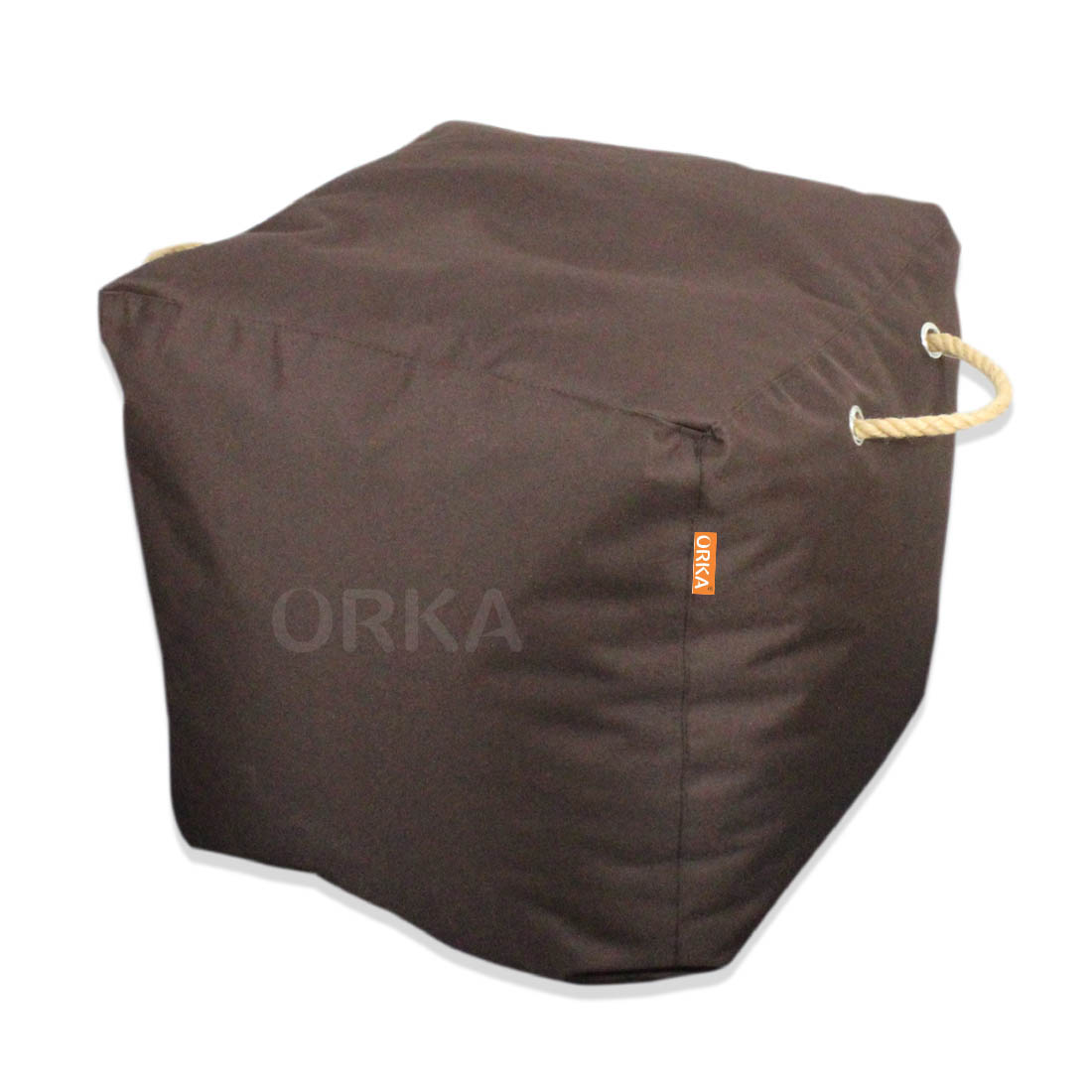 ORKA Denier Fabric 18 X 18 Inch Premium Pouf With Beans - Brown  