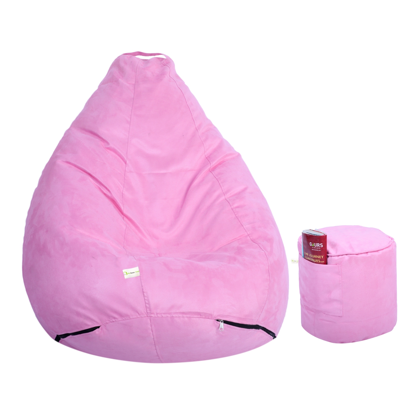 Can bean bags Suede Pink with Footstool bean bag XXXL Cover Only | Orka ...