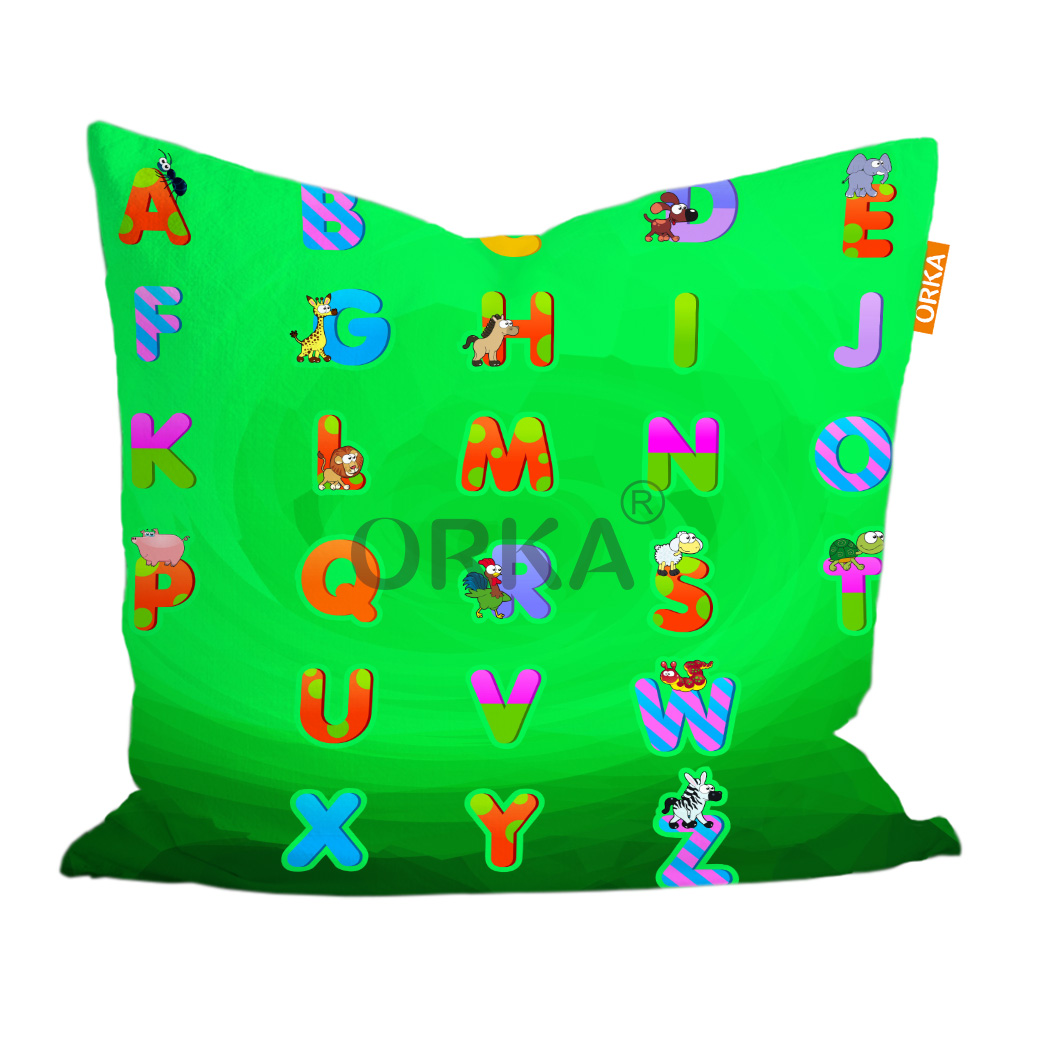 ORKA Kids Digital Printed Cushion Alphabet Theme 14"x14" Cover Only