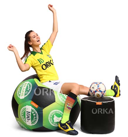 ORKA Digital Printed Sports Bean Bag Brazil Football Theme  