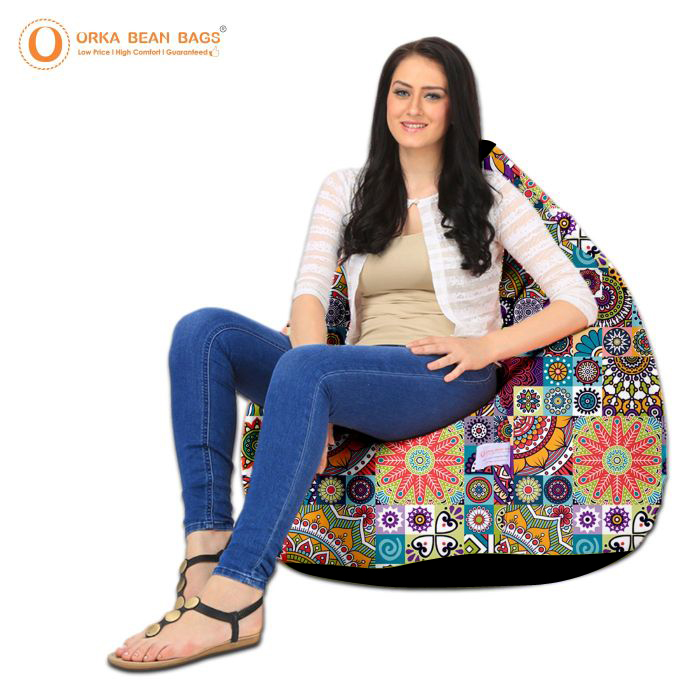 ORKA Digital Printed Design 5 Multicolor Bean Bag  