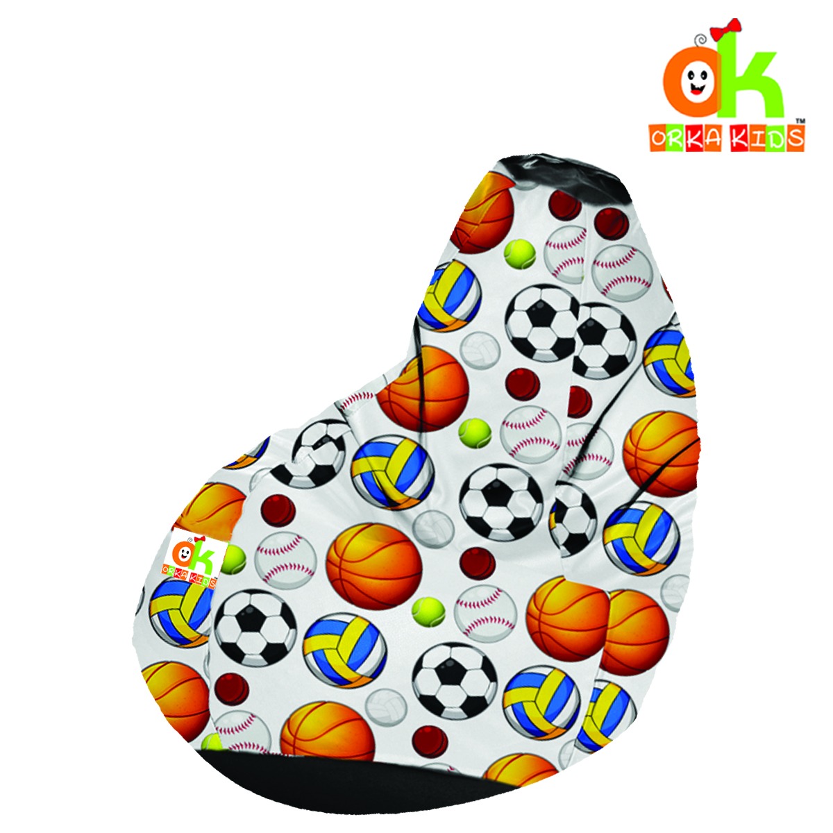 ORKA Kids Digital Printed Bean Bag With Beans Filled_FootBall Color