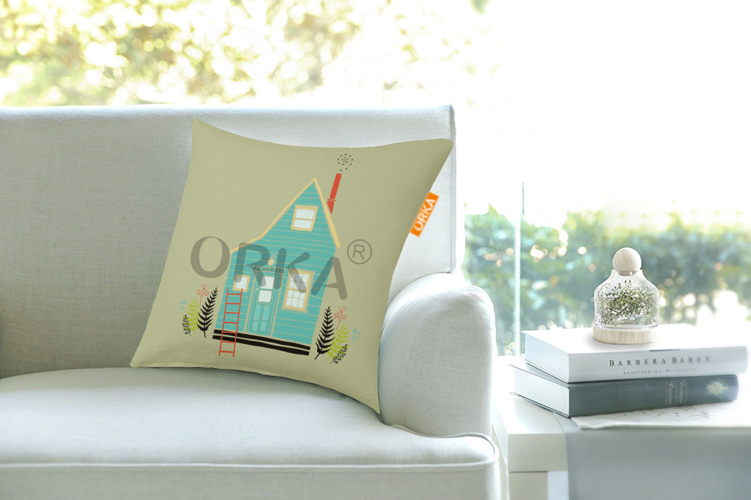 ORKA Home Theme Digital Printed Cushion 14"x14" Cover Only