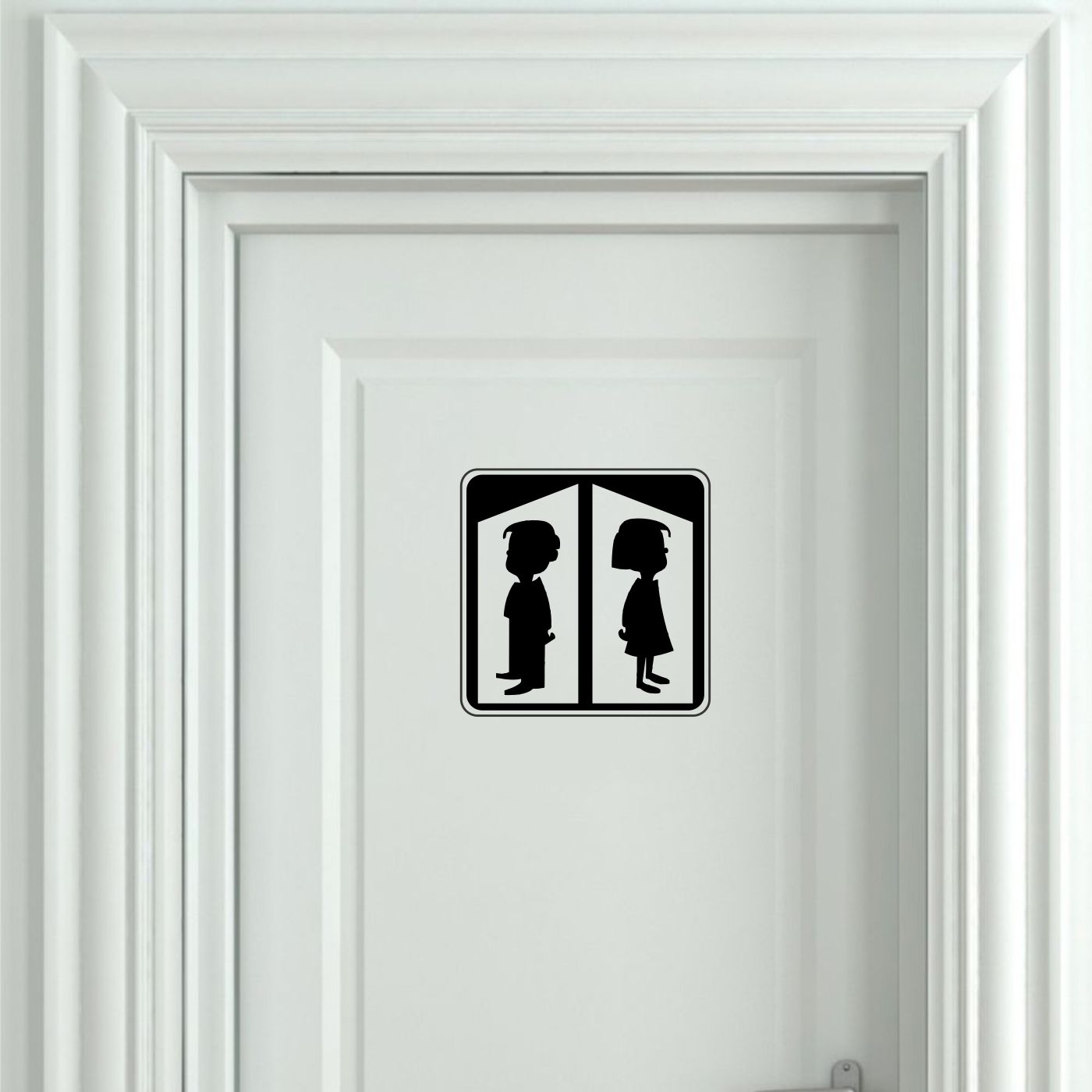 ORKA Medium Boys And Girl Design Wathroom Door Sticker  