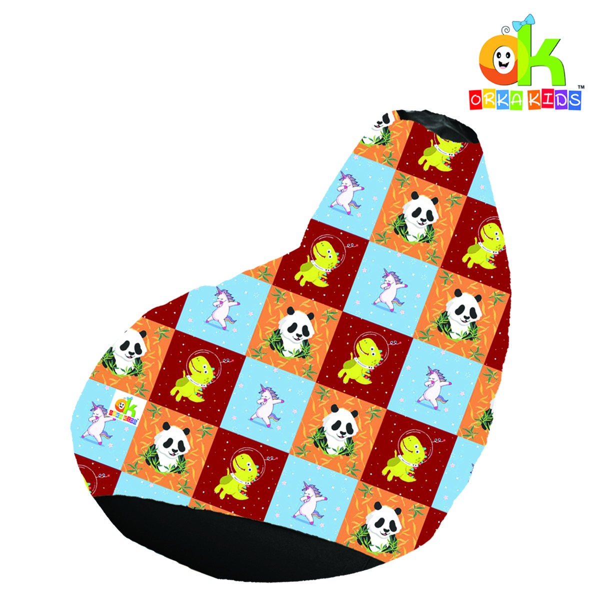 ORKA Kids Digital Printed37 Panda Multicolor Bean Bag  