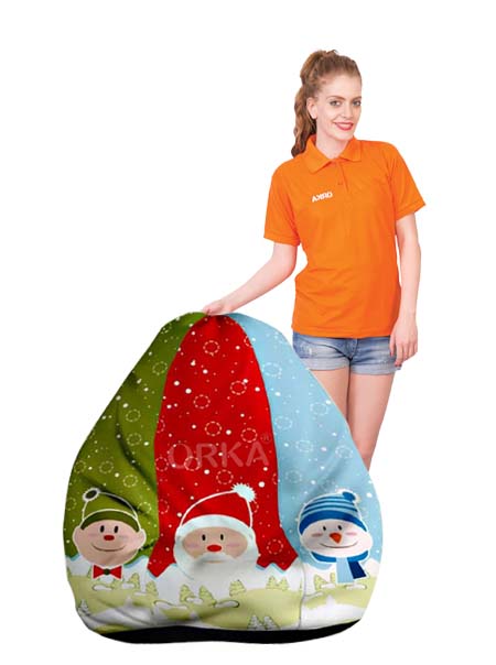 Orka Digital Printed Bean Bag Snow Christmas Santa Theme  