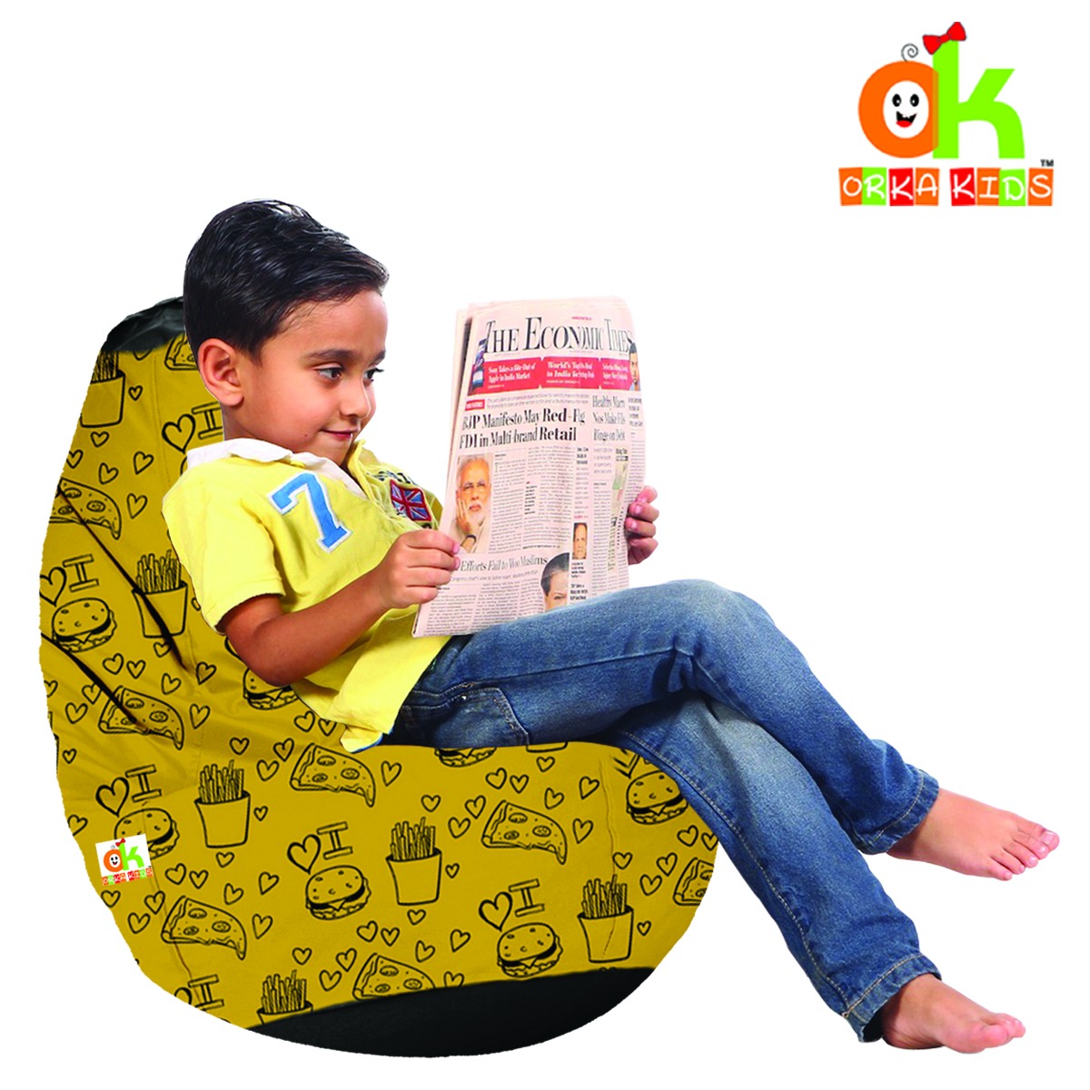 ORKA Kids Digital Printed Bean Bag With Beans Filled_4  