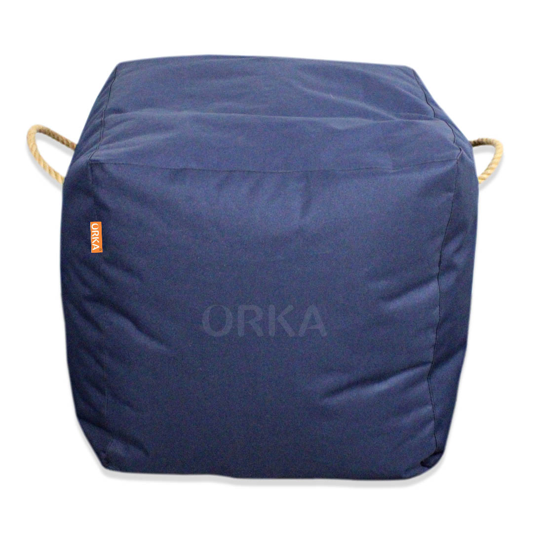 ORKA Denier Fabric 18 X 18 Inch Premium Pouf With Beans - Blue  