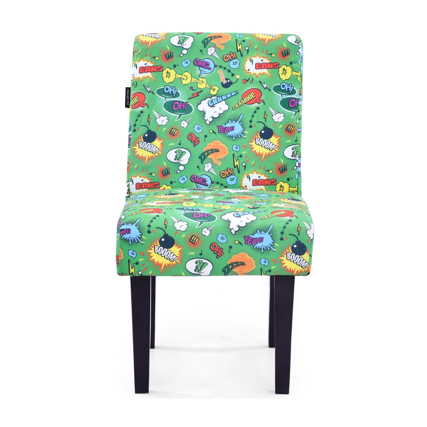 PRIMROSE Comic Boom Digital Printed Faux Linen Fabric Dining Chair - Green  