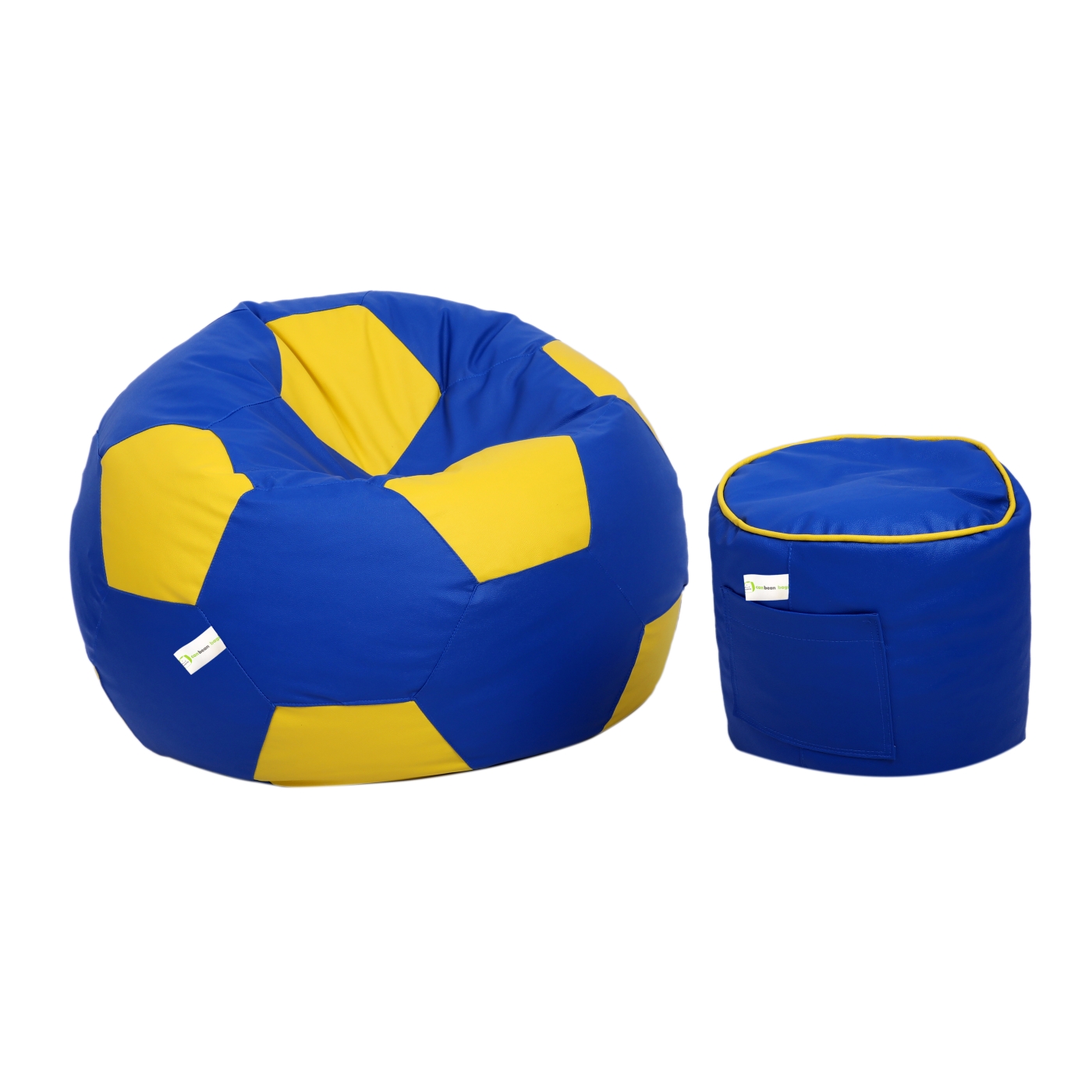 Can Bean Bags Classic Football With Footstool Bean Bags Blue, Yellow   