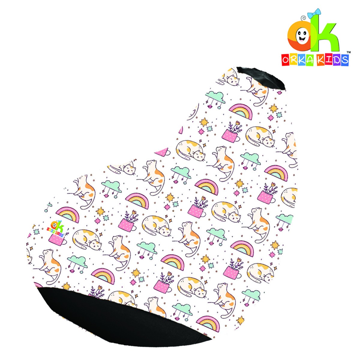 ORKA Kids Digital Printed35 Cat Design Multicolor Bean Bag  