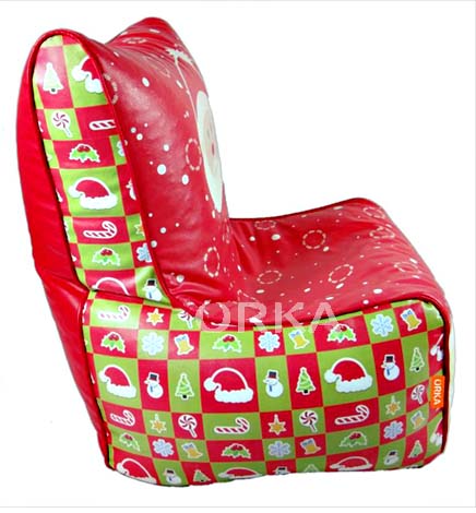 ORKA Digital Printed Red Bean Chair Christmas Snow Theme  