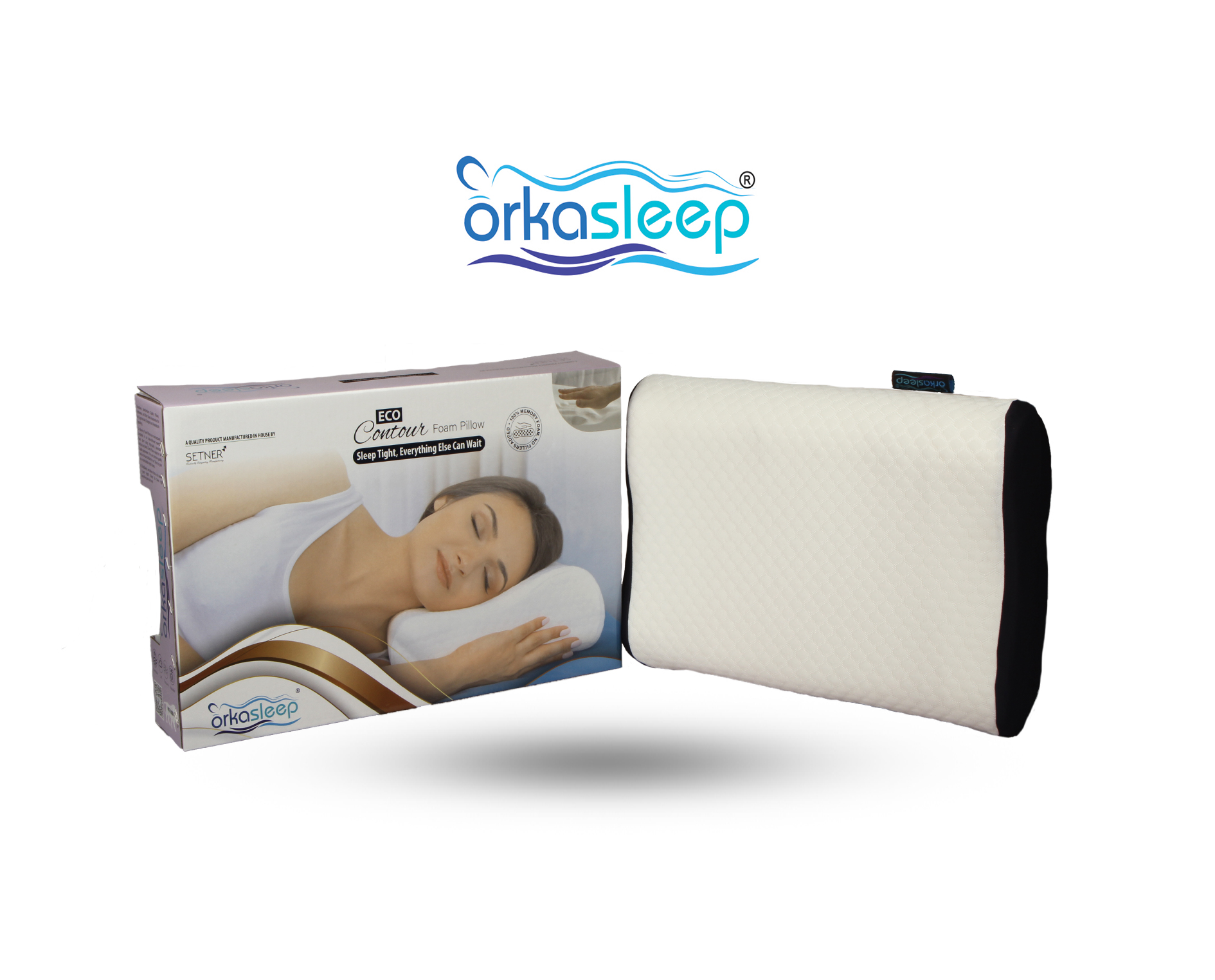 OrkaSleep Memory Foam Pillow - Eco Contour  19x12x4 Inches