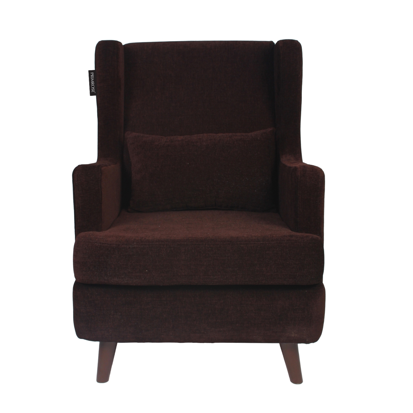 PRIMROSE Wing High Back Nevada Fabric Chair - Coffee Brown  