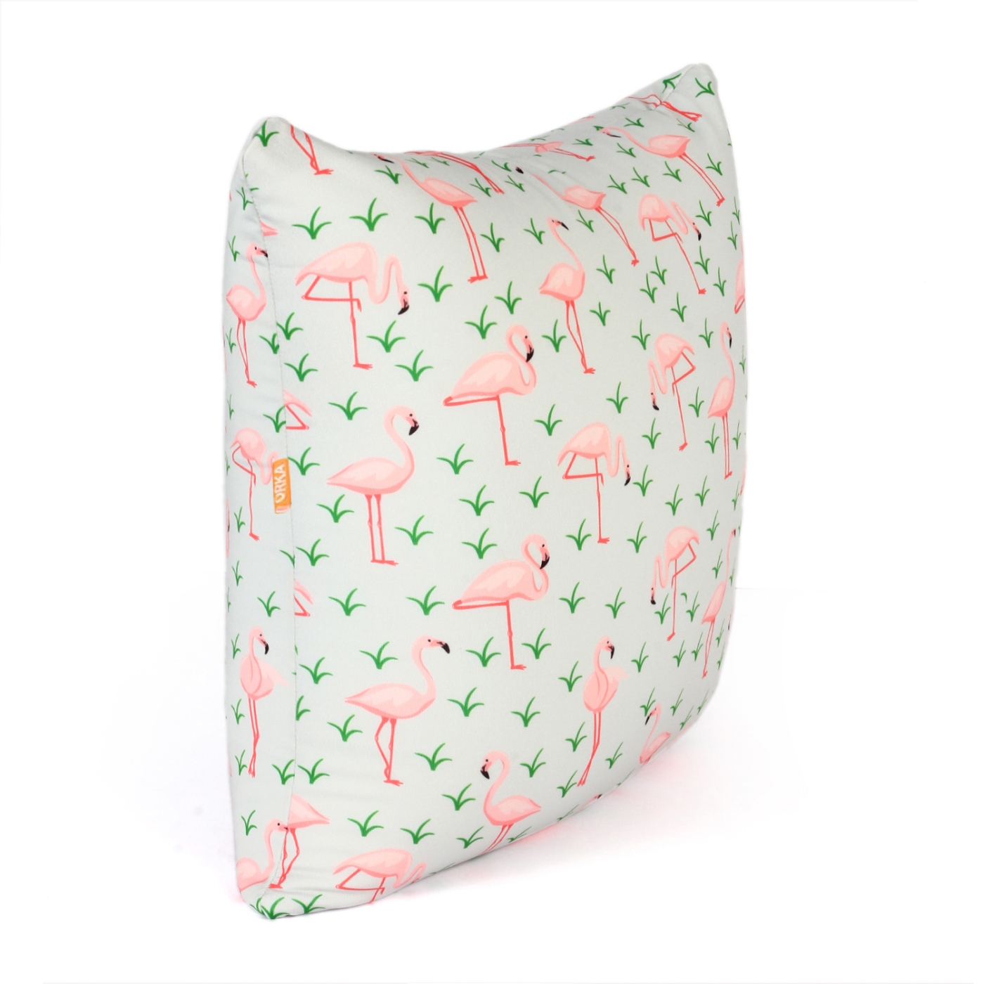 ORKA Digital Printed Spandex Filled With Microbeads Square Cushion 14 X 14 Inch - Pink, Green  