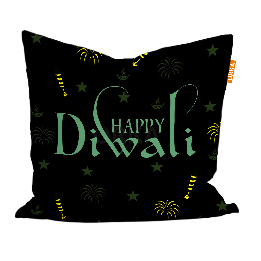 ORKA Digital Printed Diwali Cushion 23 16" X 16" Cover Only