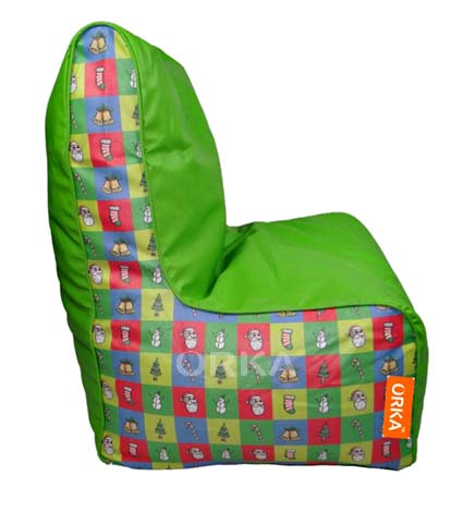 ORKA Digital Printed Green Bean Chair Christmas Theme  