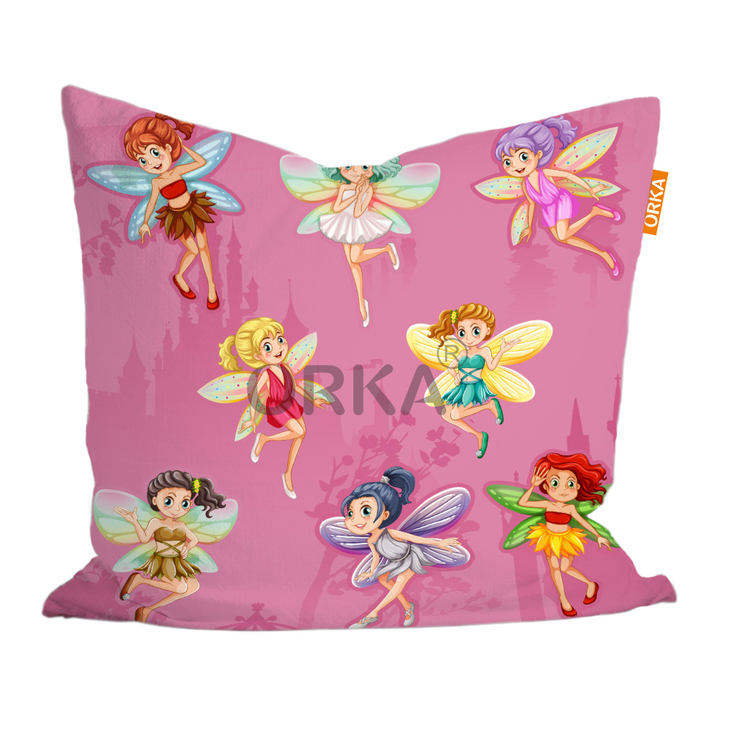 ORKA Kids Digital Printed Cushion Fairy Theme  14"x14" Cover Only
