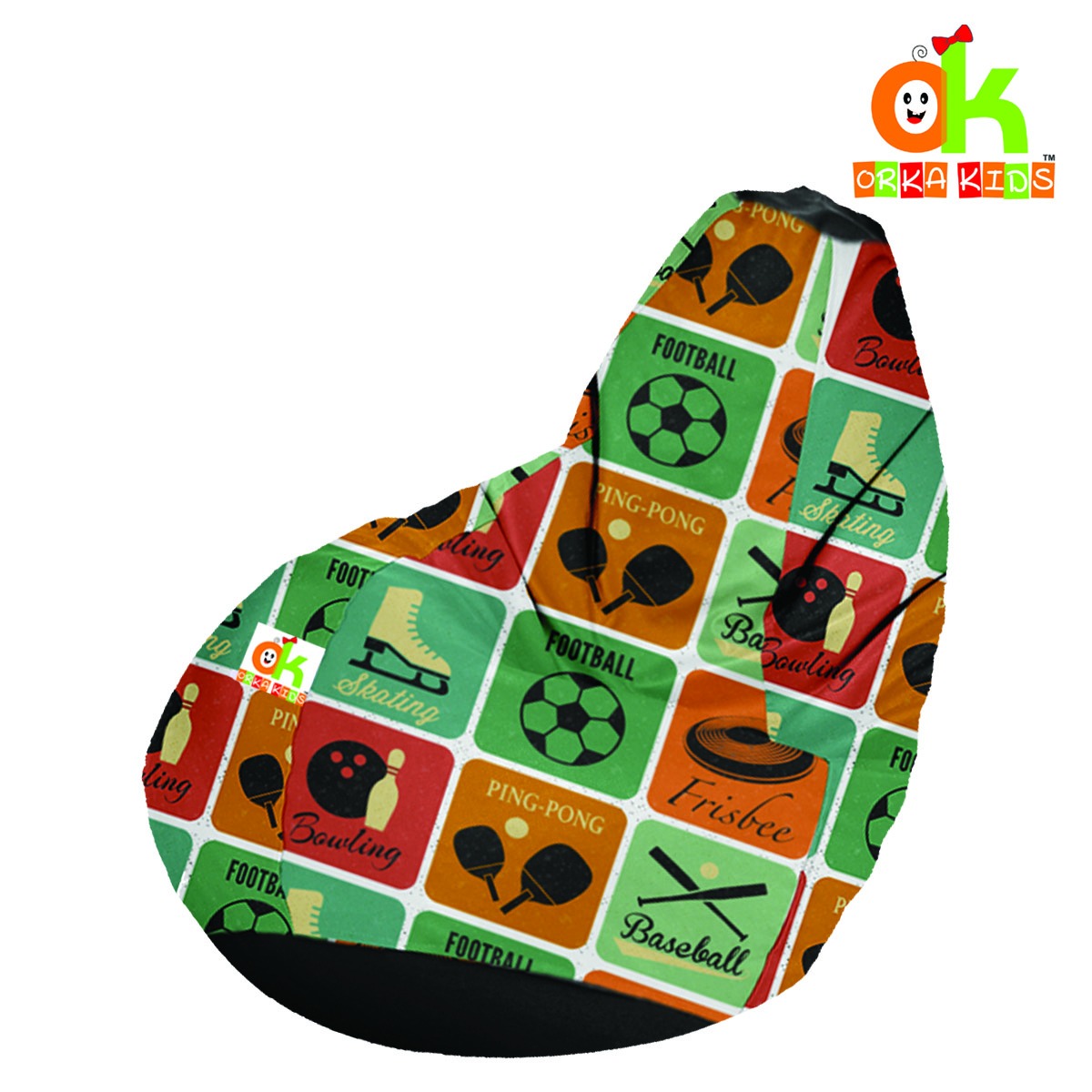 ORKA Kids Digital Printed22 Skating Multicolor Theme Bean Bag  